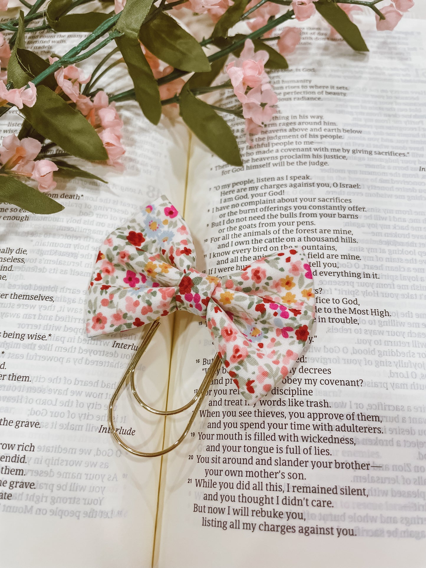 Rosie Florals- petite bow bookmark