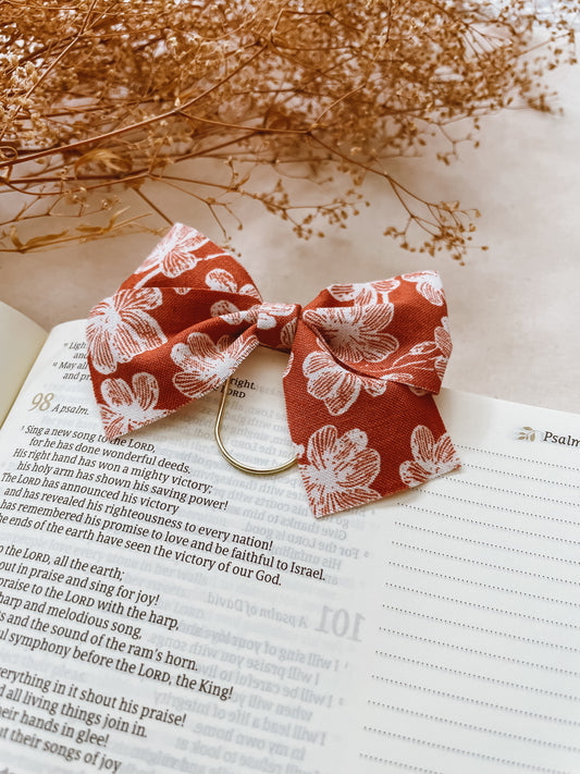 Terracotta Florals-bow bookmark