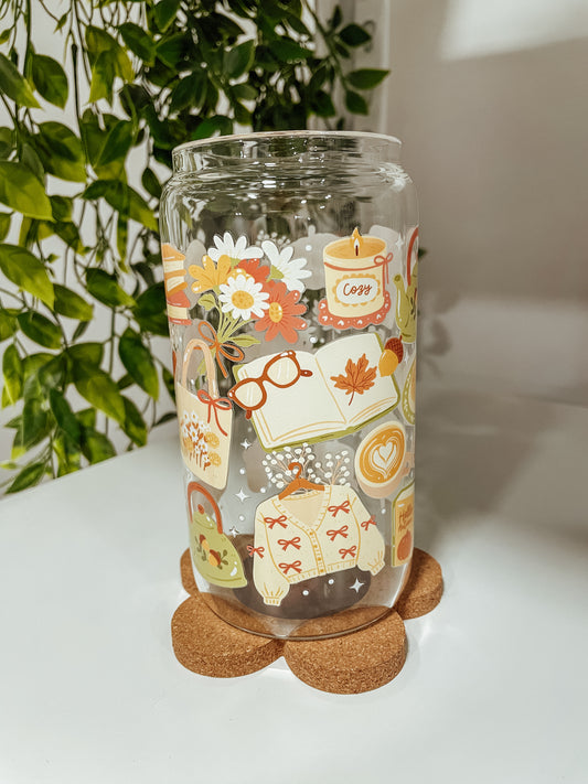 Cozy Autumn - 16 oz glass tumbler