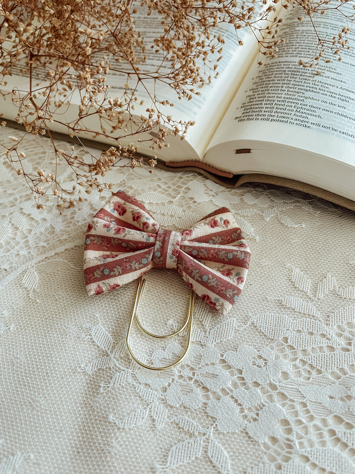 Dusty Rose - petite bow bookmark