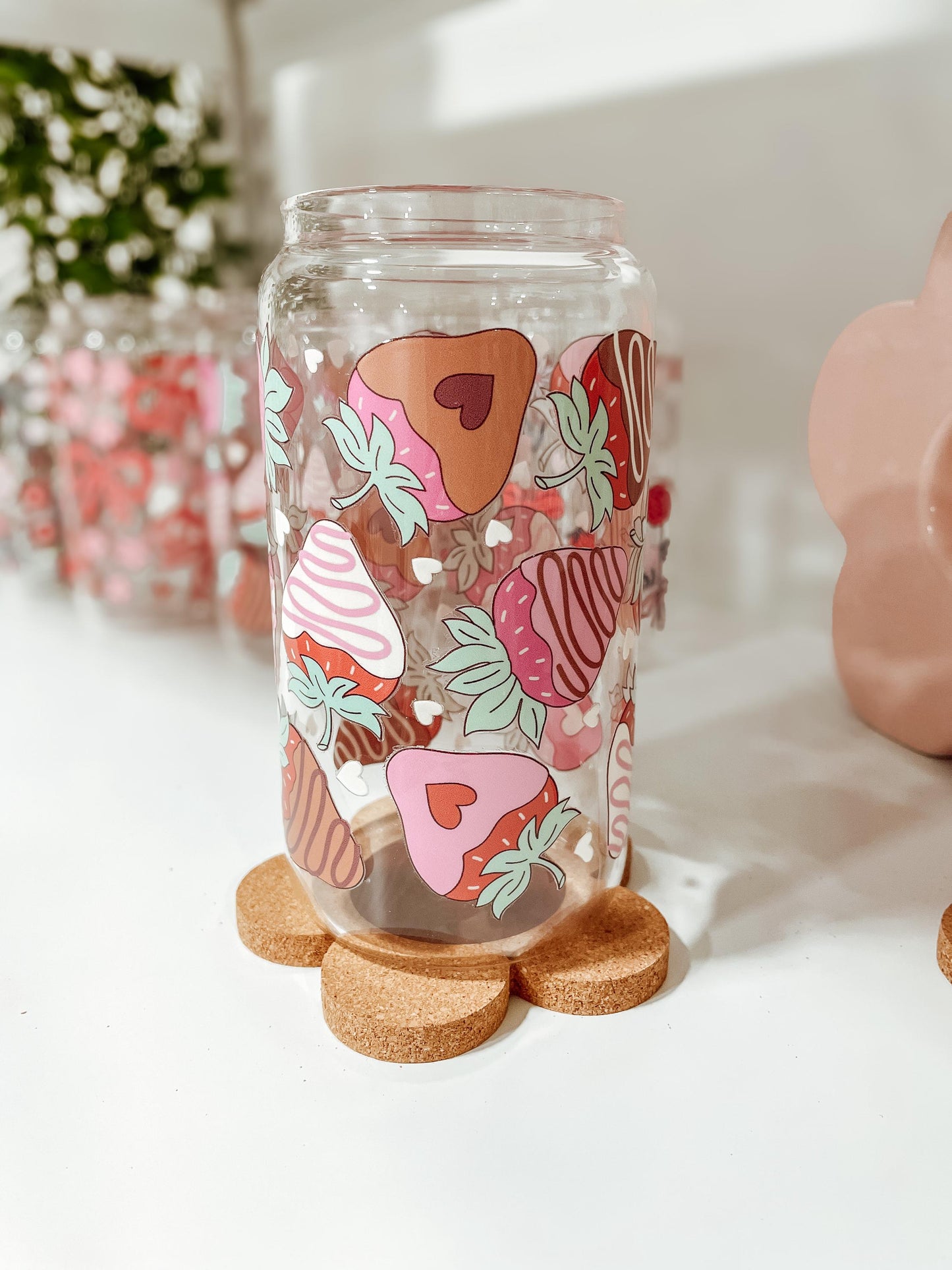 Chocolate Strawberries - 16oz glass tumbler