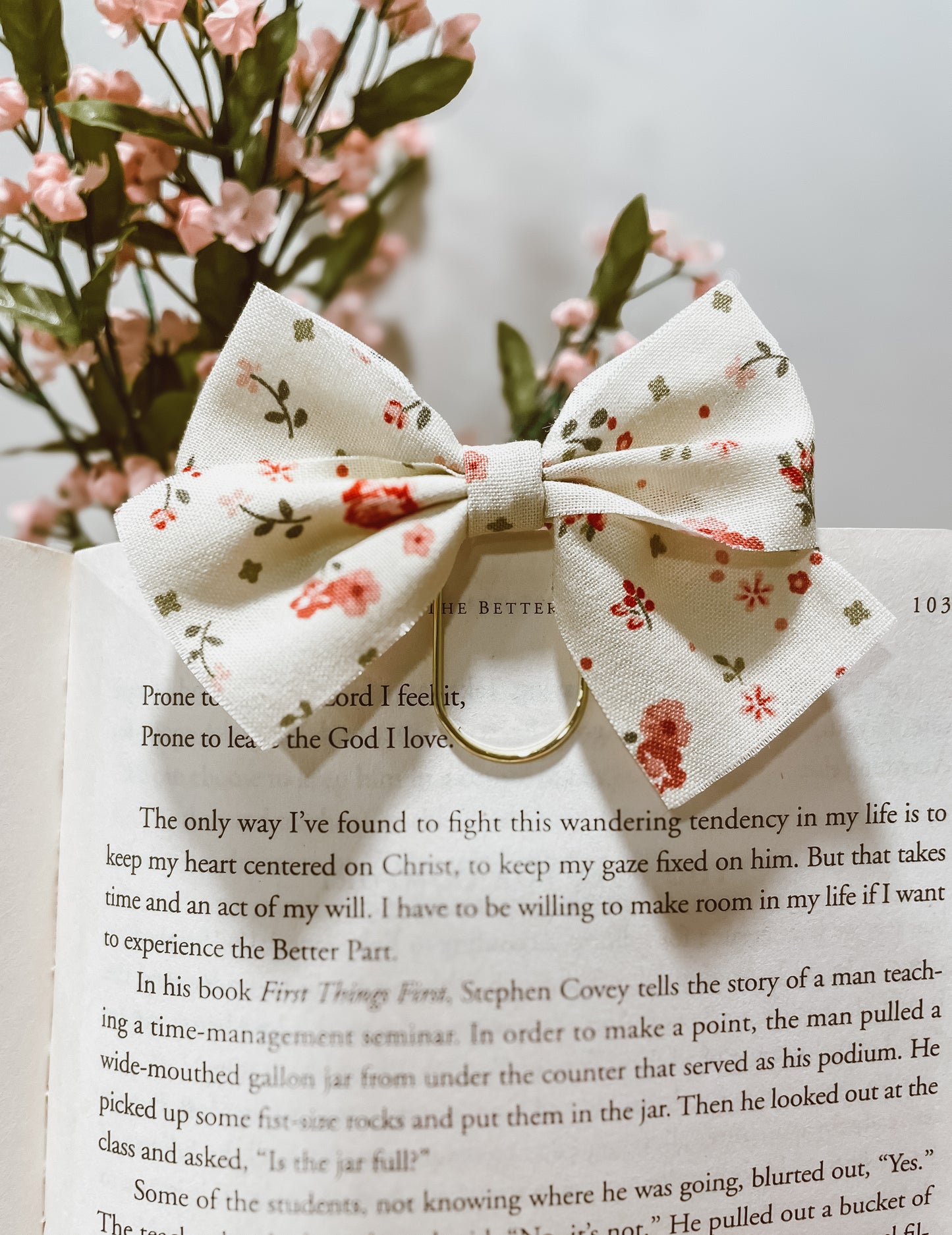 Soft Rose- bow bookmark