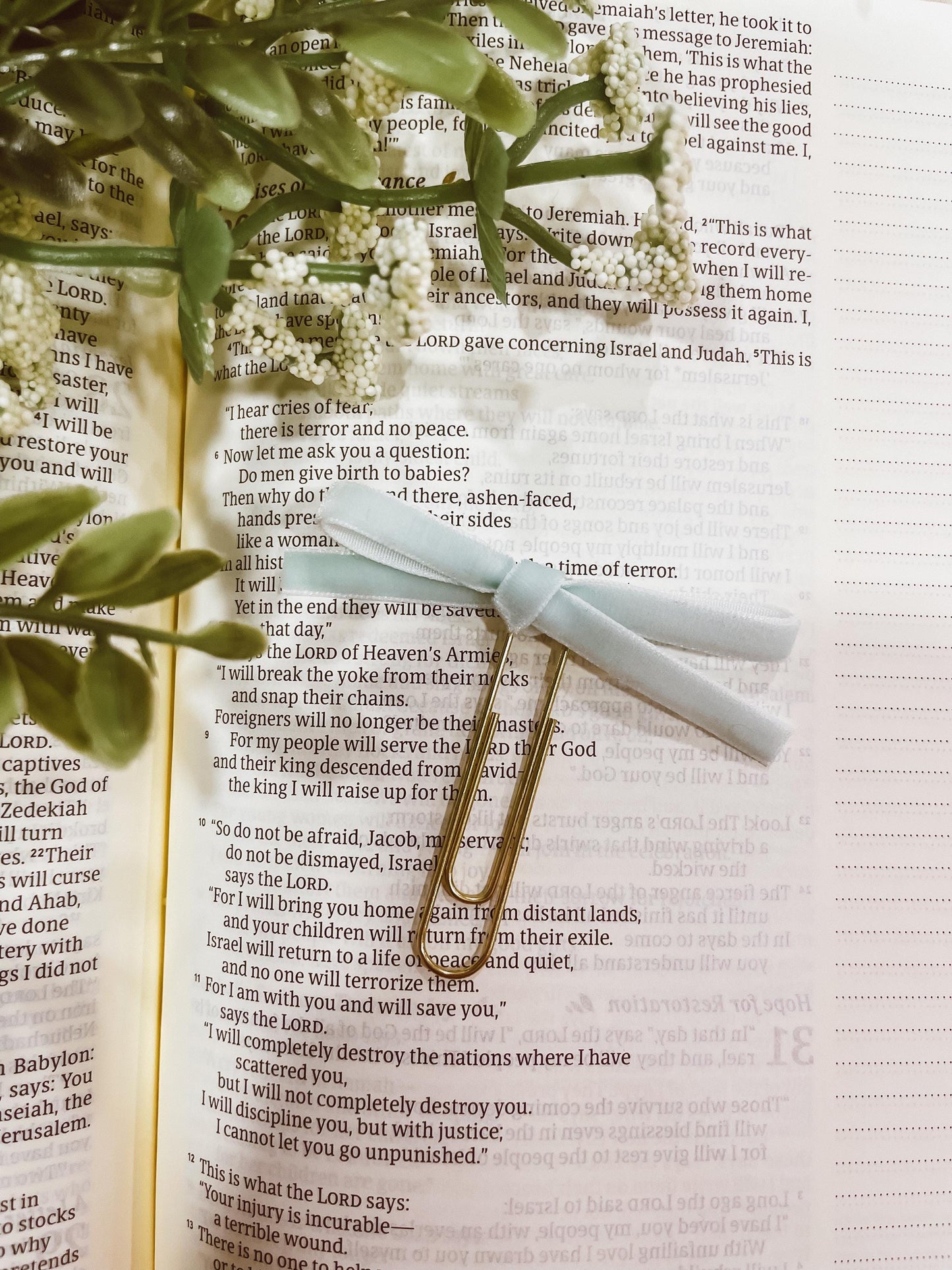 Mint ~ velvet mini bow bookmark