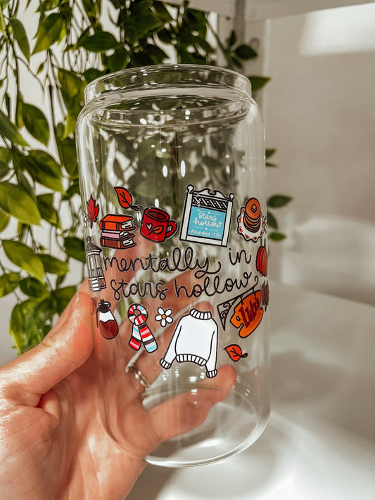 Mentally in Stars Hollow- 16 oz glass tumbler