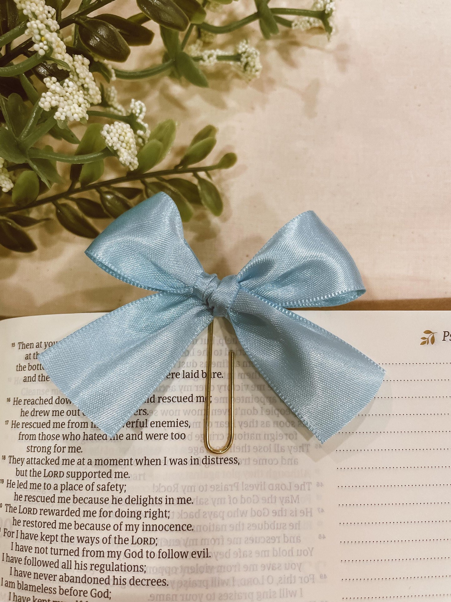 Satin Blue ~ ribbon bookmark