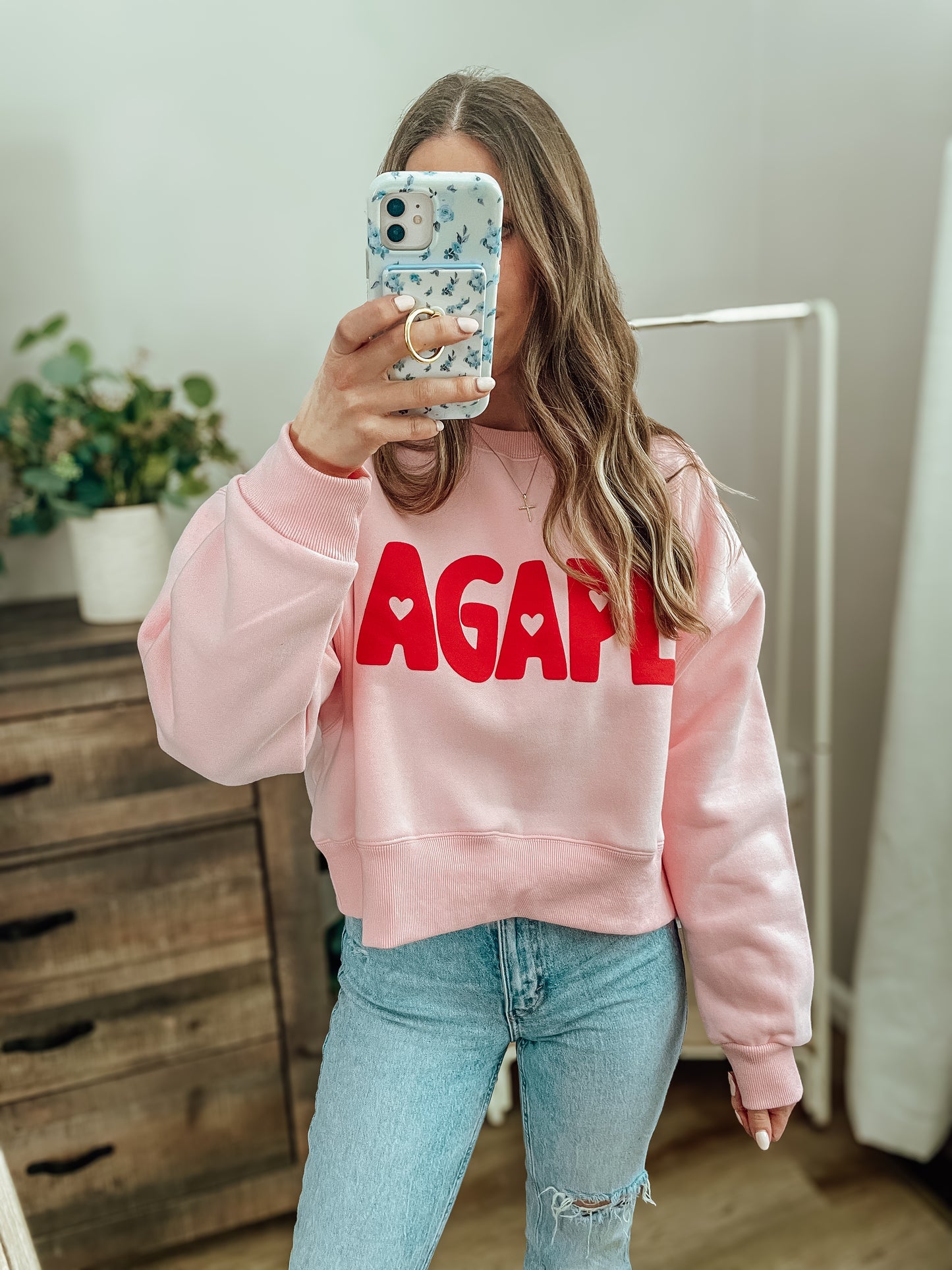 Agape Crop Crew + Bracelet set