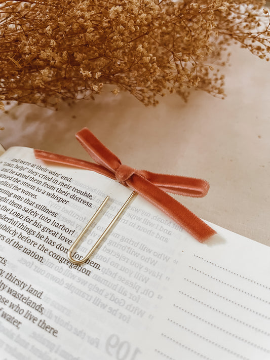 Clay- velvet ribbon bookmark