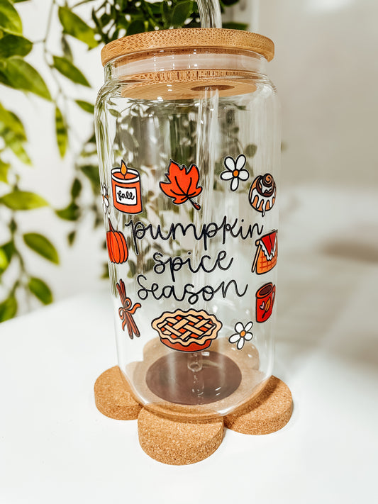 Pumpkin Spice Season-16oz glass tumbler