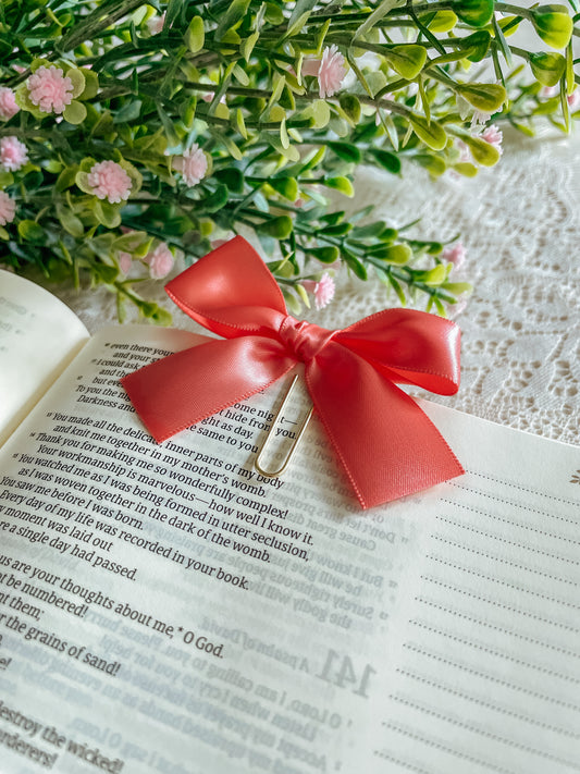 Satin Coral ~ ribbon bookmark