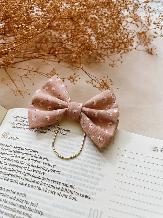Blush Fall Florals- petite bow bookmark
