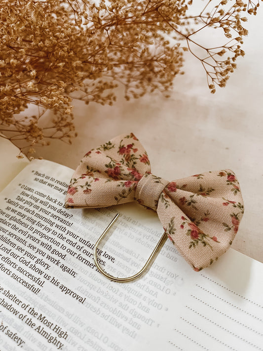 Vintage Rose- petite bow bookmark