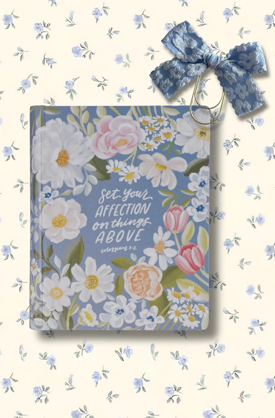Blue Floral ‘KJV’ Notetaking Bible + Bow set