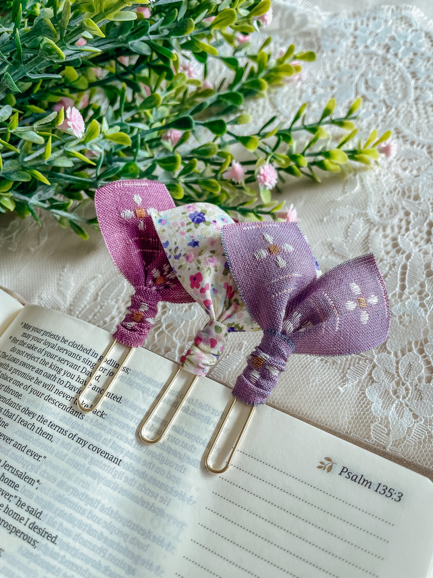 Violet florals ~ set of 3 page markers