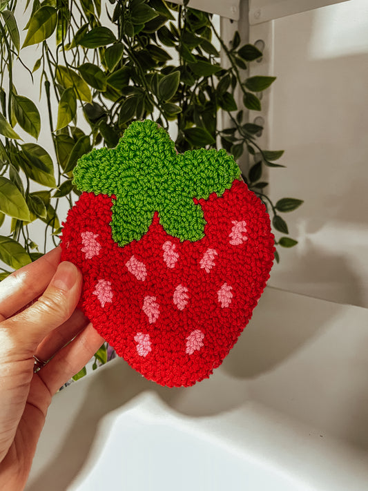 Sweet Strawberry- mug rug coaster