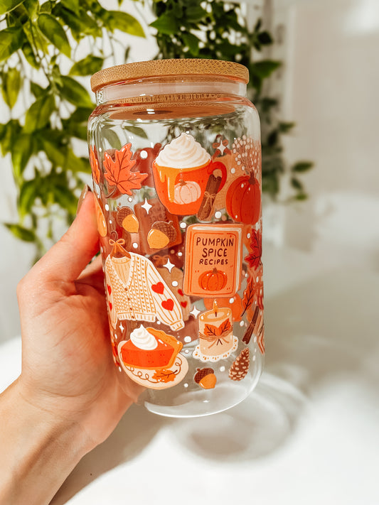 Cozy Pumpkin Season- 16oz glass tumbler
