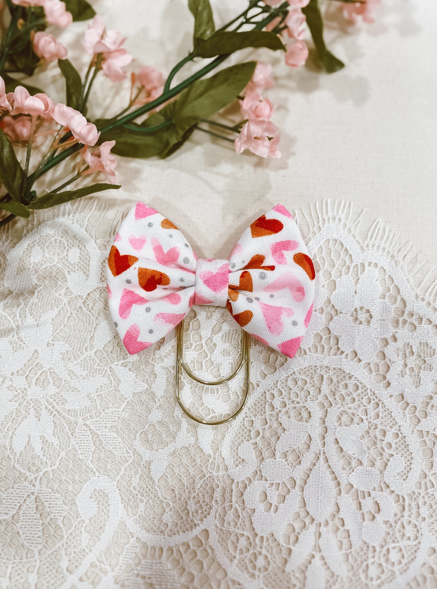 Candy Hearts- petite bow bookmark