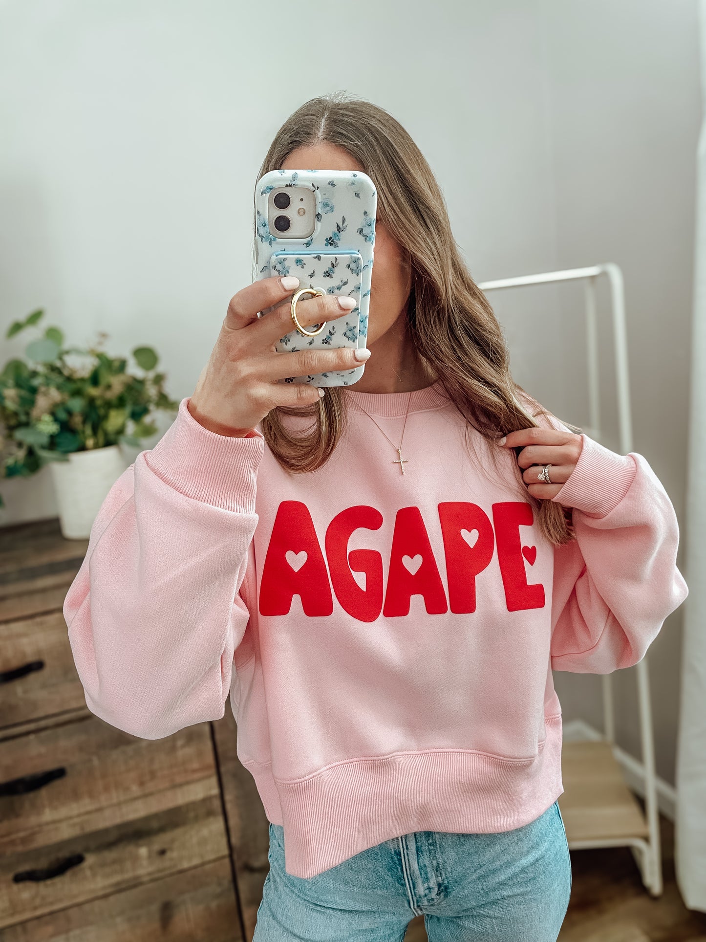 Agape Crop Crew + Bracelet set