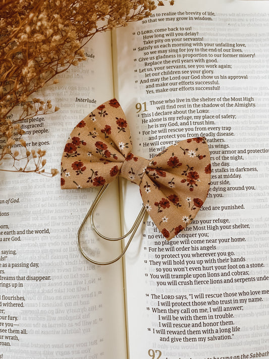 Fall Florals- petite bow bookmark