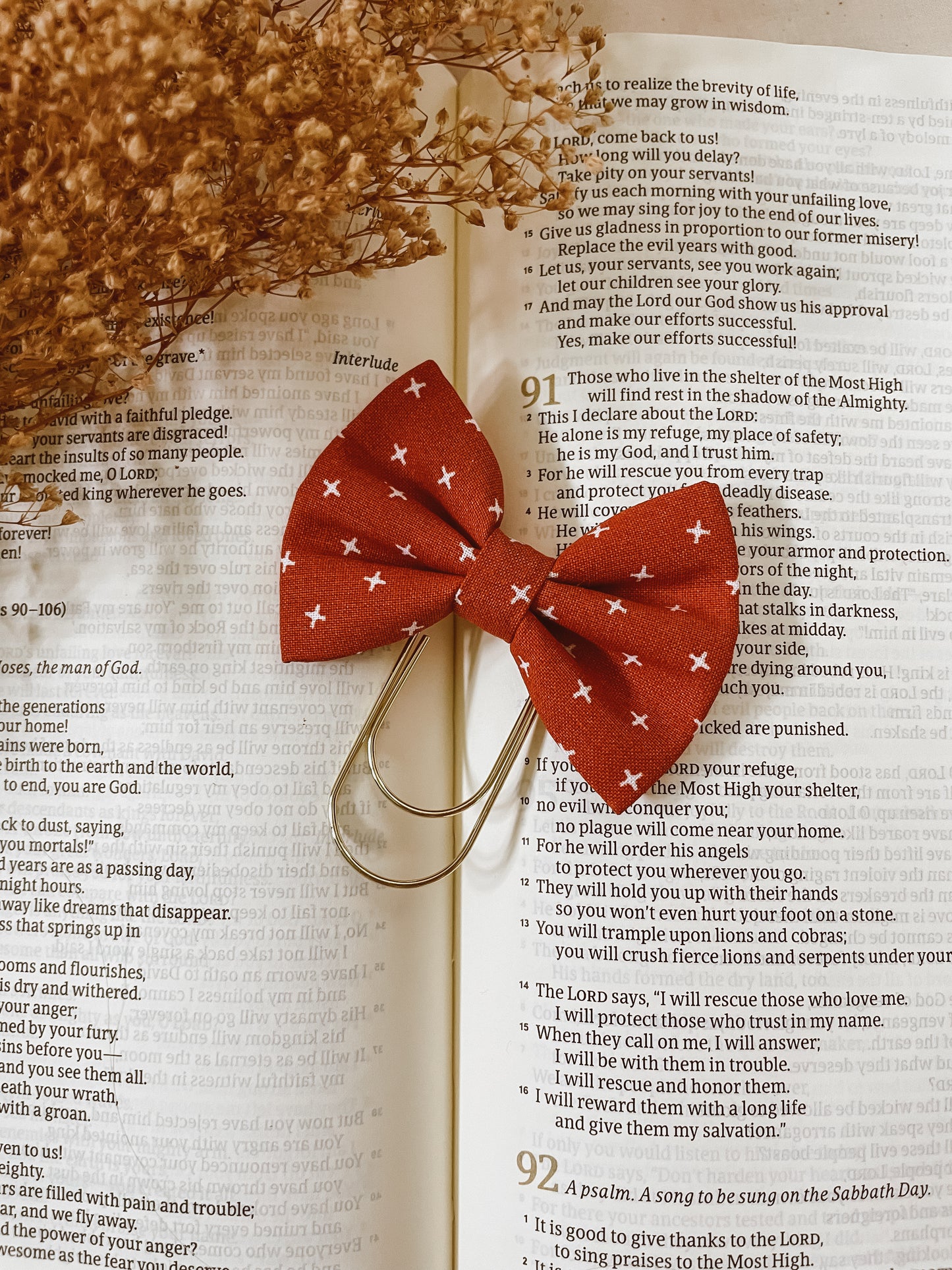 Terracotta Cross-petite bow bookmark