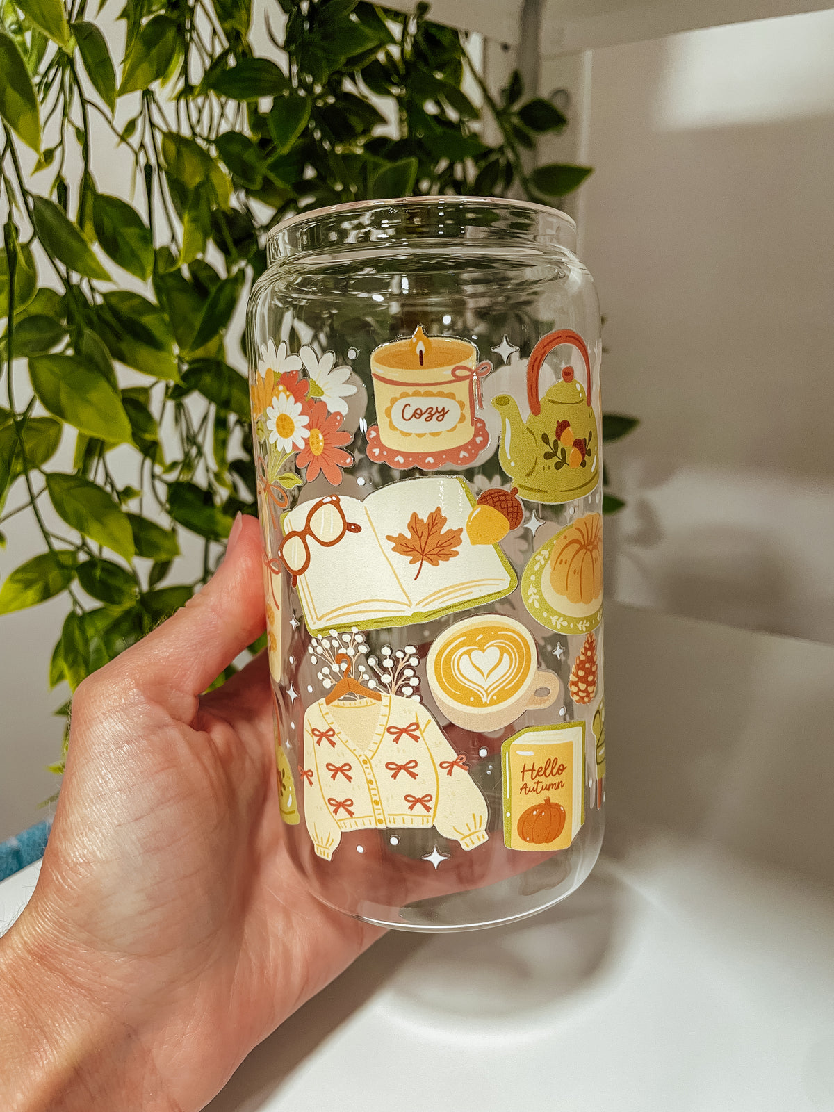 Cozy Autumn - 16 oz glass tumbler