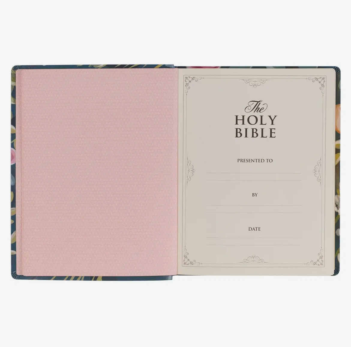 Teal Floral ‘KJV’ Notetaking Bible + Bow set (large print)