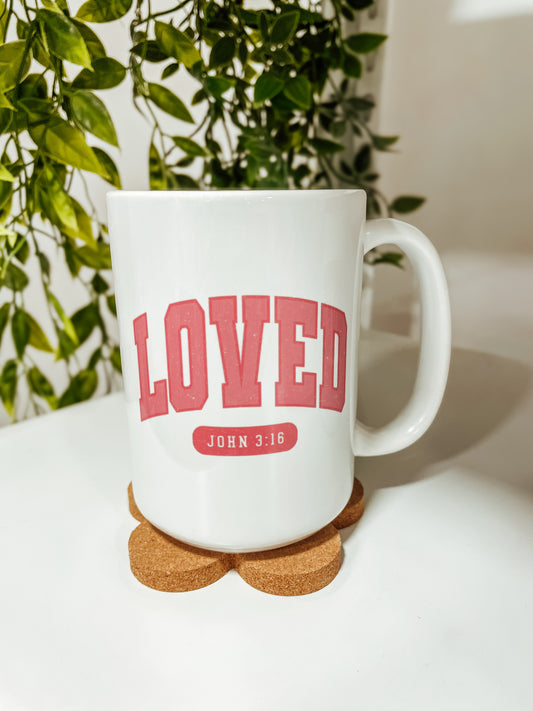 Loved John 3:16 pink- 15oz mug