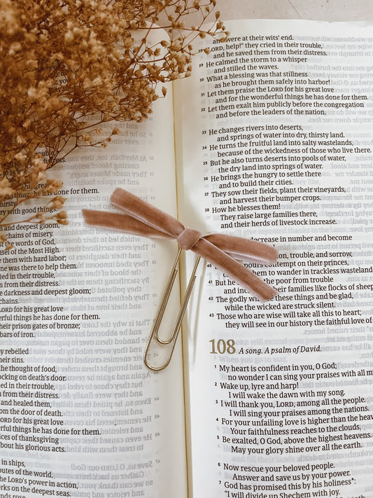 Taupe- velvet ribbon bookmark
