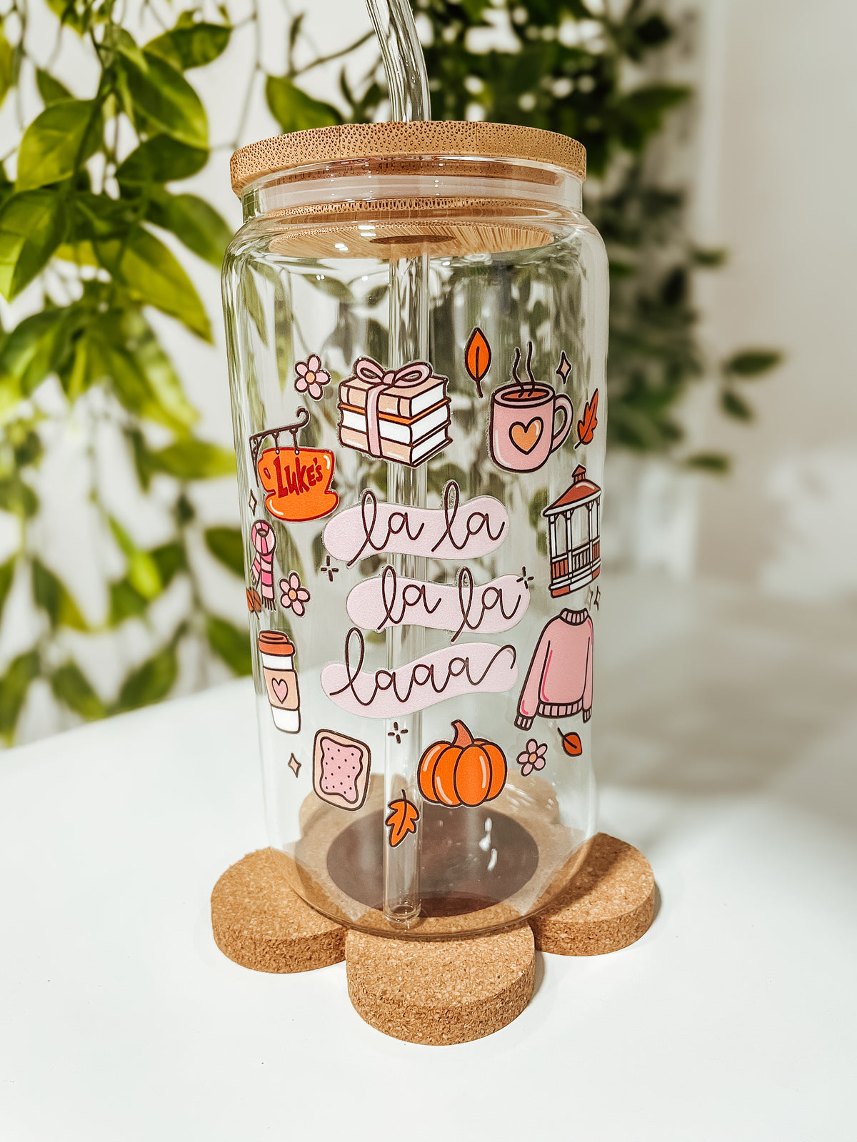 ‘La La’ pink Gilmore Girls- 16 oz tumbler