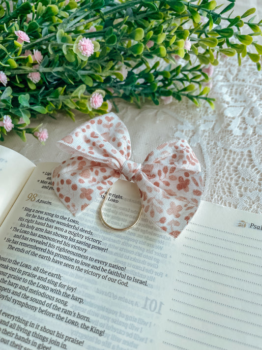 Jumbo Blush watercolor floral- bow bookmark