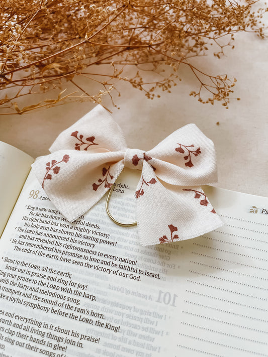 Bittersweet Cream Floral- bow bookmark