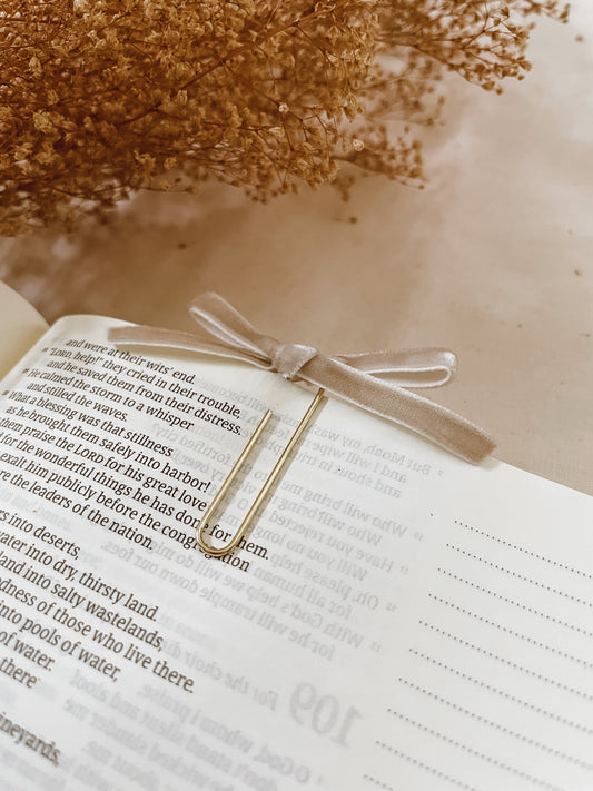Dove- velvet bow bookmark