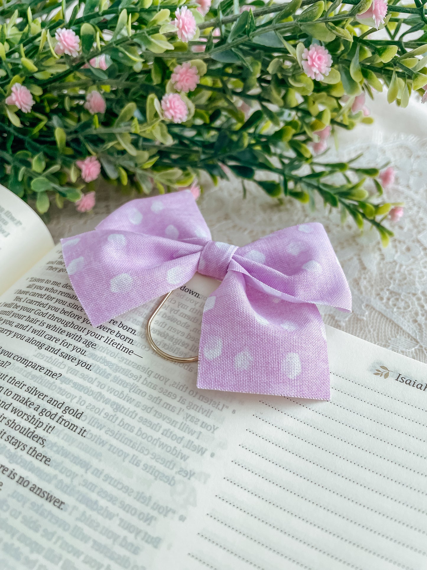 Purple Polka Dot- bow bookmark