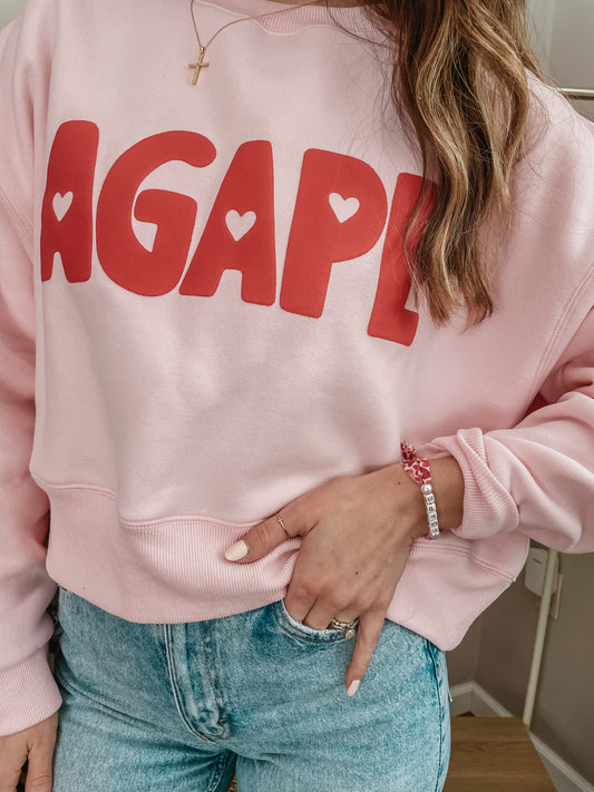 Agape Crop Crew + Bracelet set