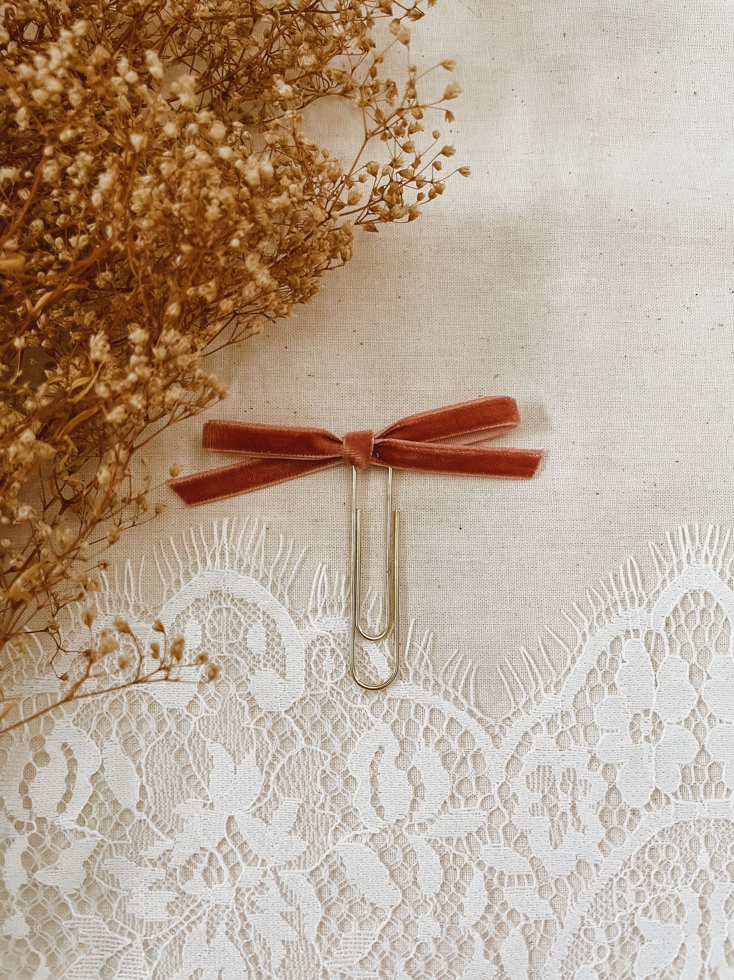 Clay- velvet ribbon bookmark