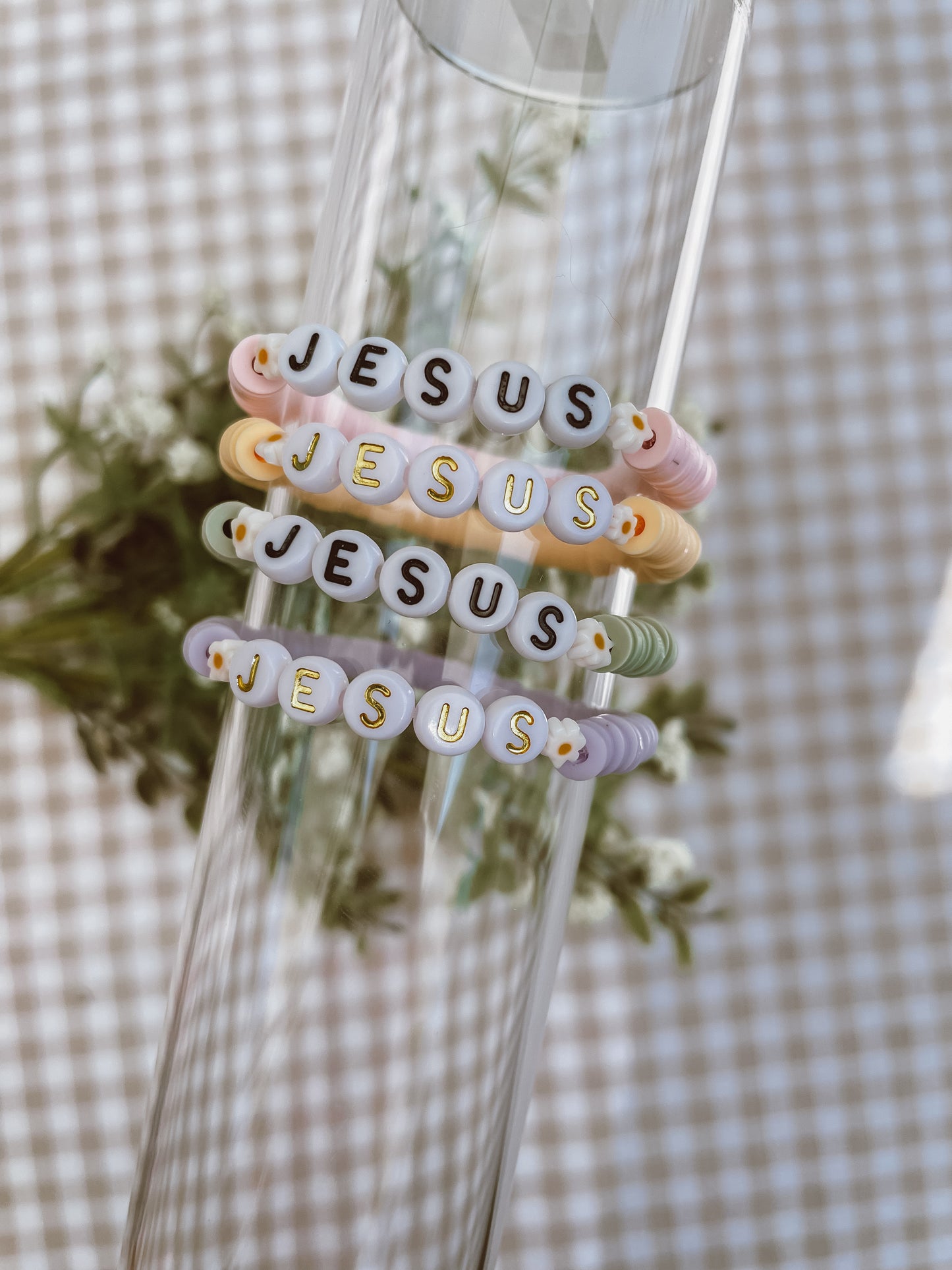 Jesus+Daisy Bracelets | Faith Beaded Bracelets