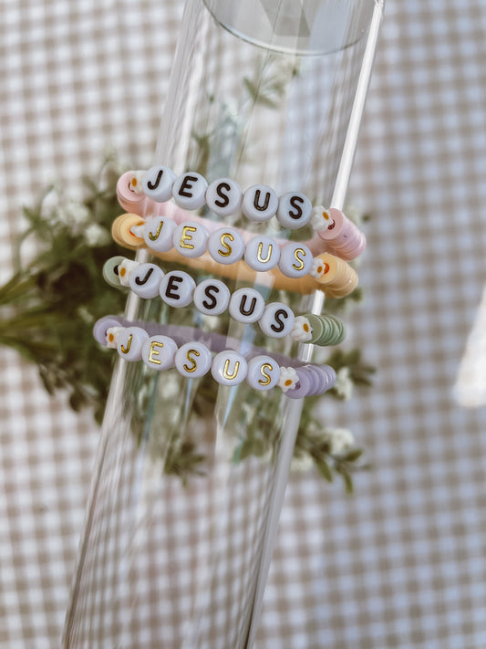 Jesus+Daisy Bracelets | Faith Beaded Bracelets