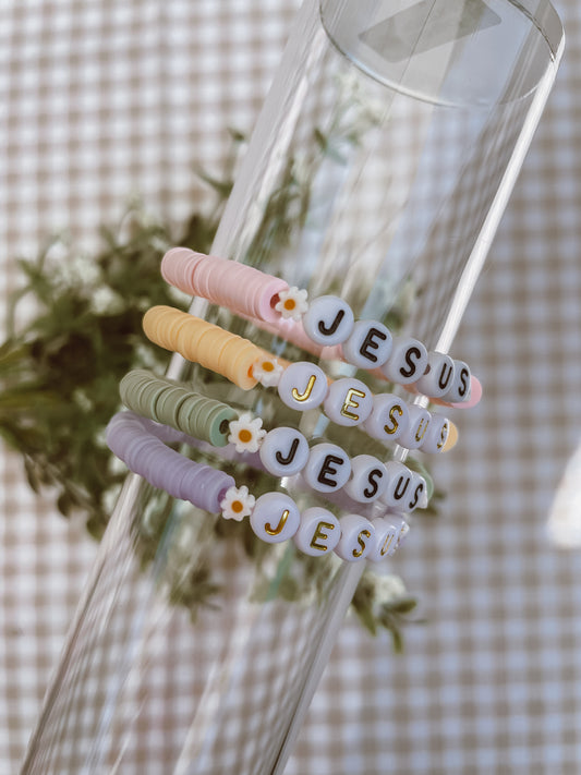 Jesus+Daisy Bracelets | Faith Beaded Bracelets