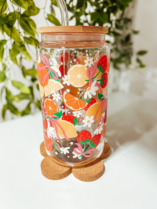 Be Fruitful- 16 oz glass tumbler