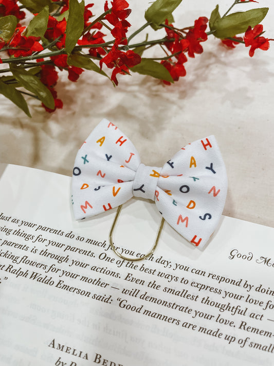 Little Alphabet- petite bow bookmark