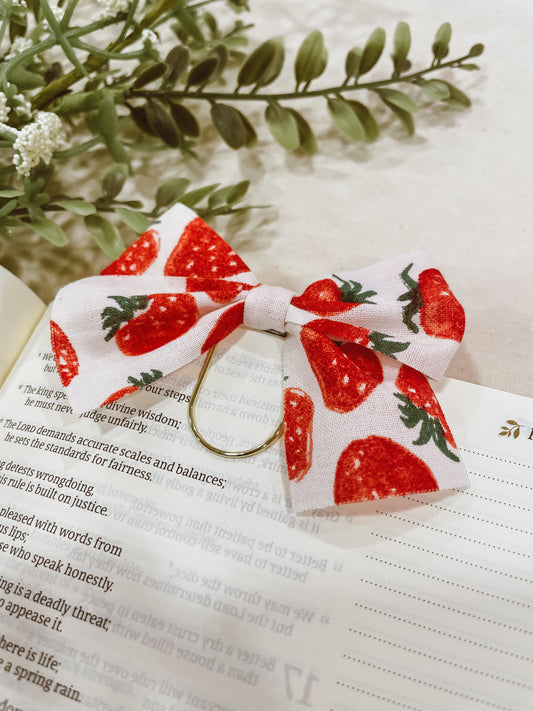 Strawberries & Cream - bow bookmark