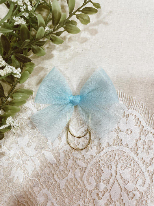 Baby Blue Tulle - bow bookmark