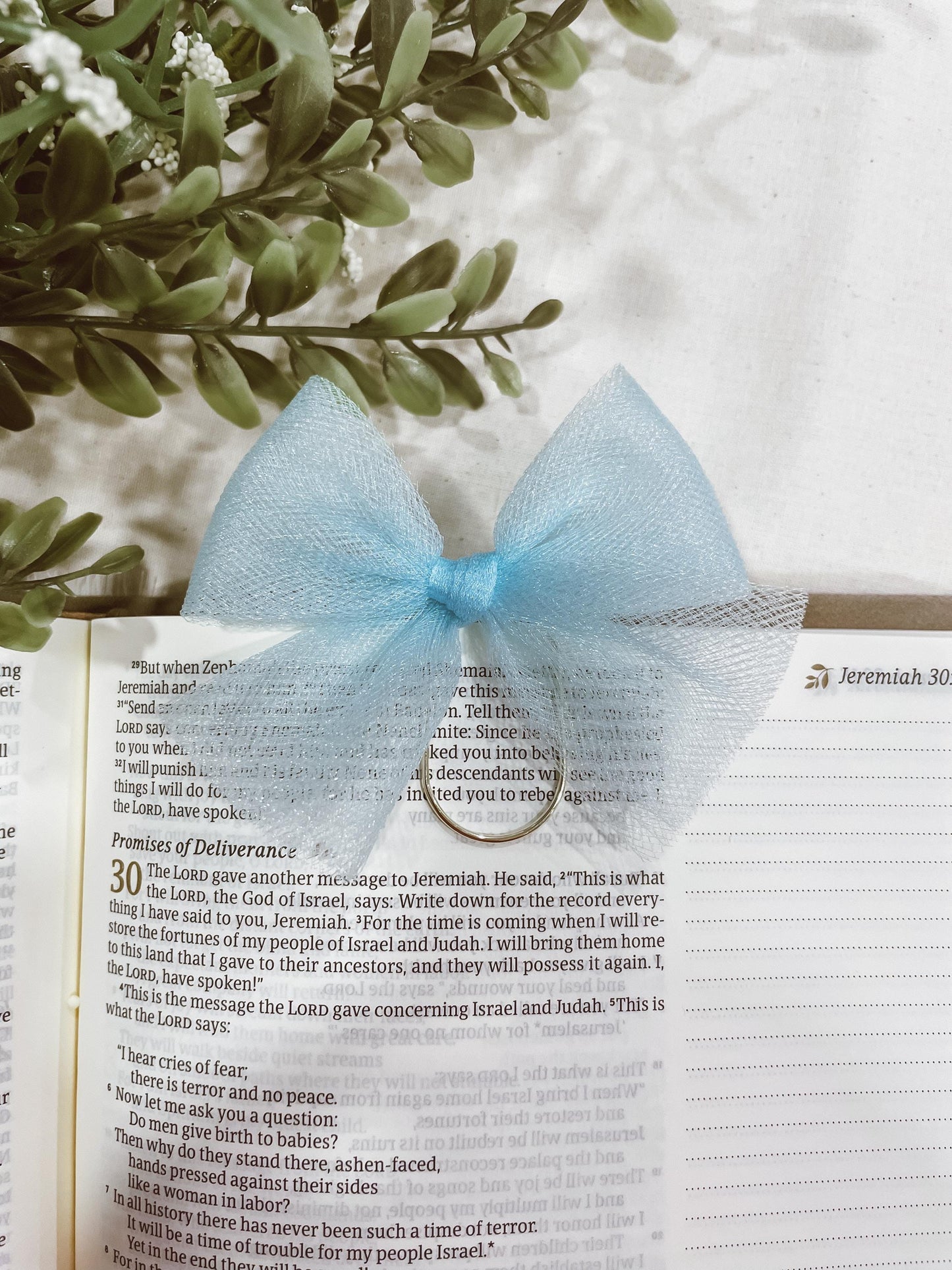Baby Blue Tulle - bow bookmark