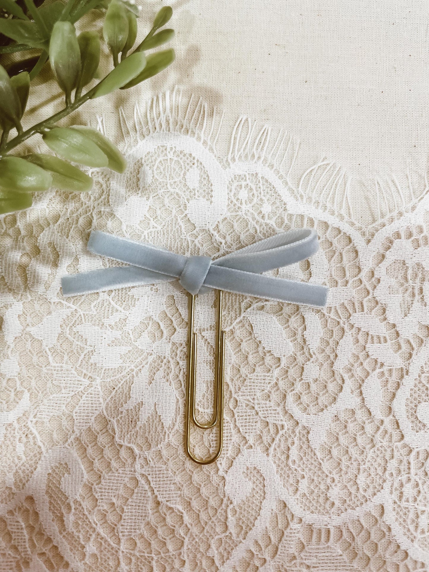 Powder Blue ~ velvet mini bow bookmark