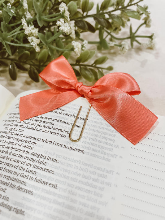 Satin Coral ~ ribbon bookmark