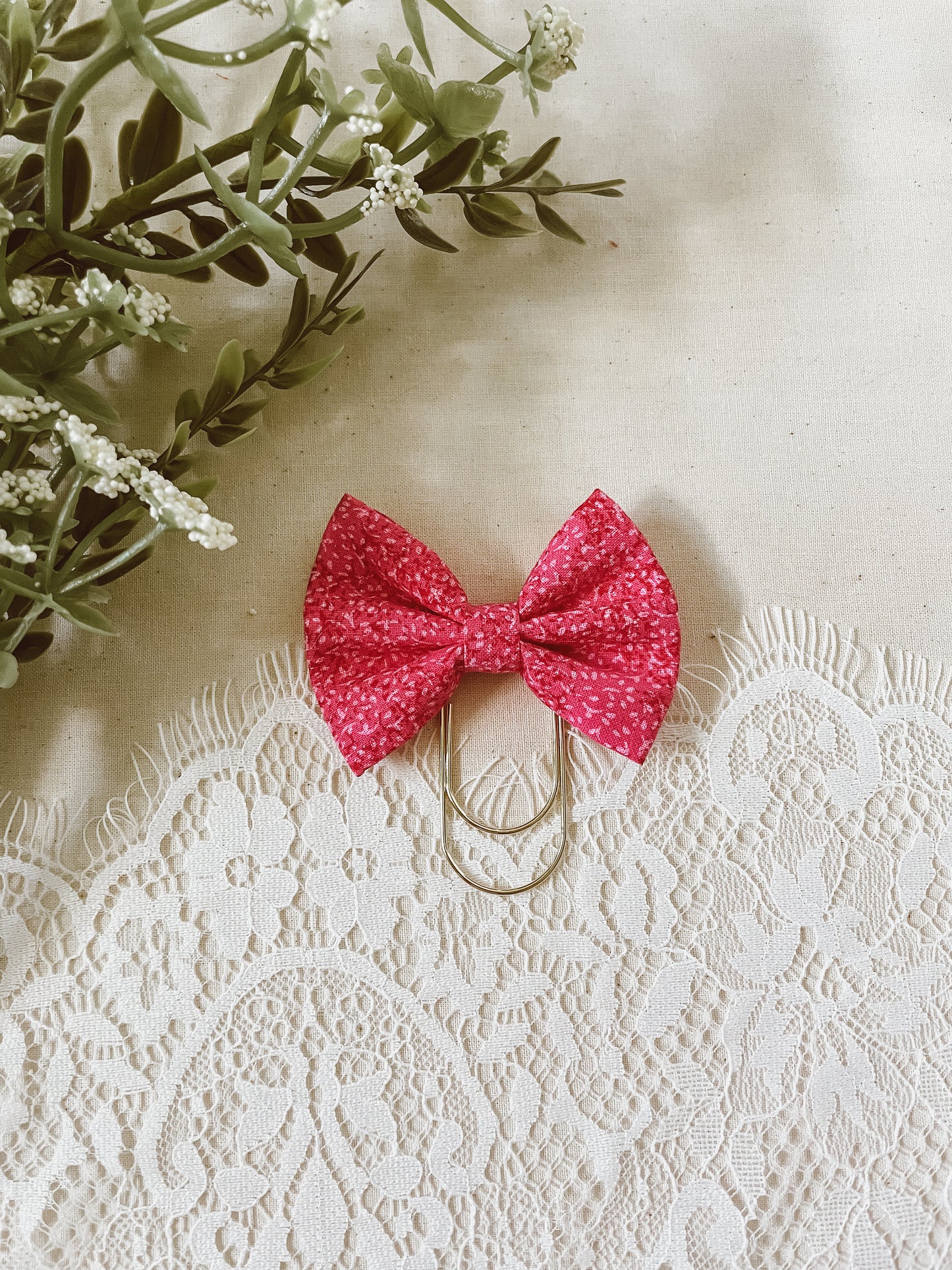 Fuchsia floral- petite bow bookmark