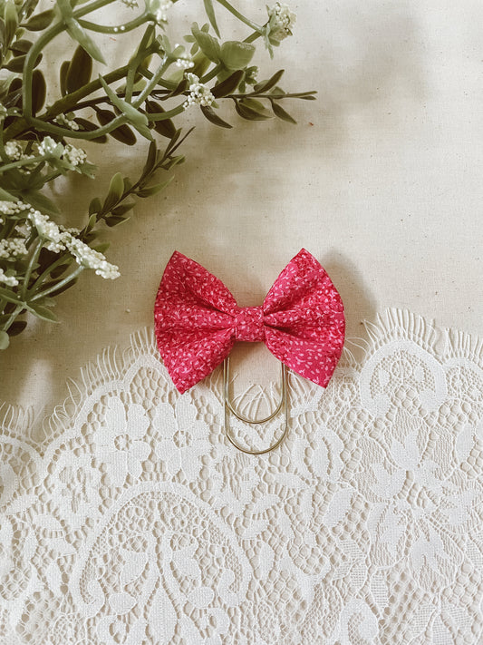 Fuchsia floral- petite bow bookmark