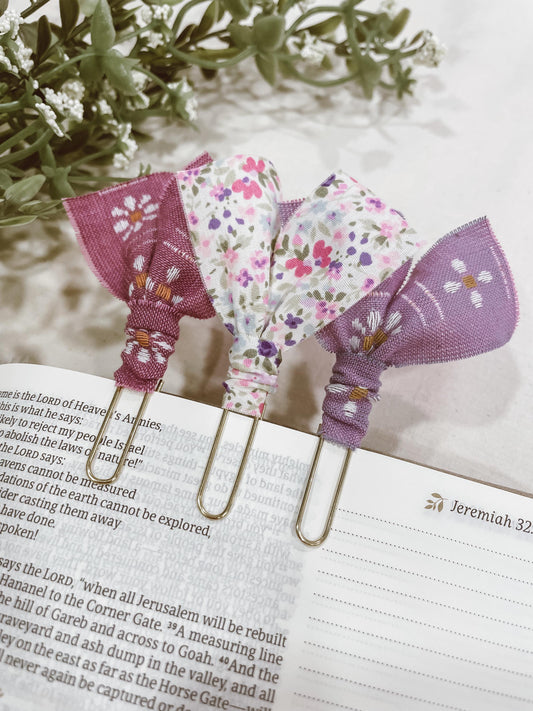 Violet florals ~ set of 3 page markers