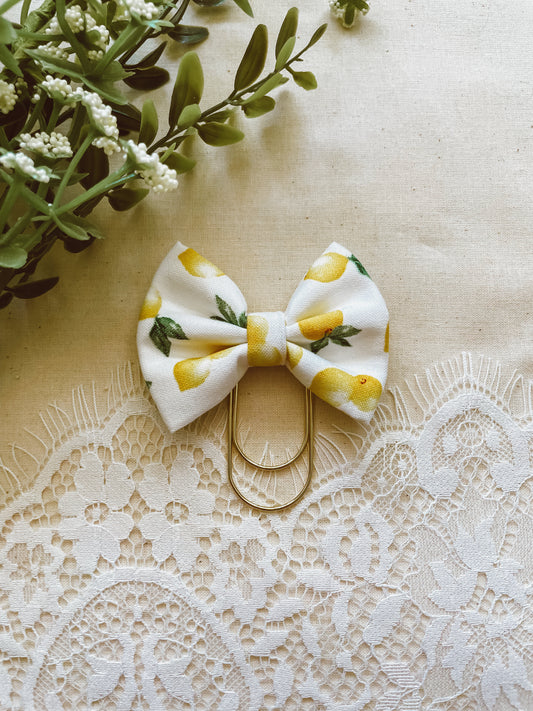 Lemon- petite bow bookmark