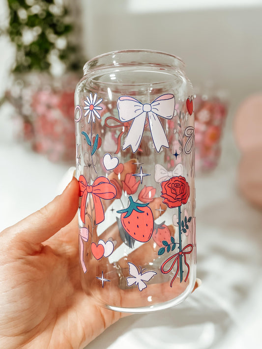 Lovely Bow - 16oz glass tumbler