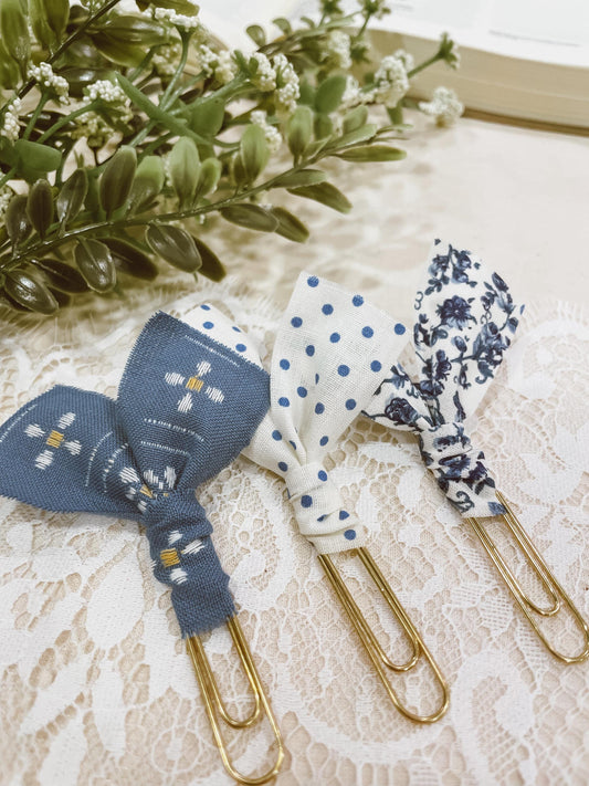 French Blue florals ~ set of 3 page markers